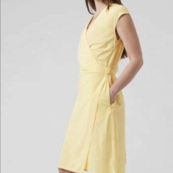 Athleta Newport Wrap Dress Women's Plus Size 3X Featherweight Stretch Striped - Picture 1 of 12
